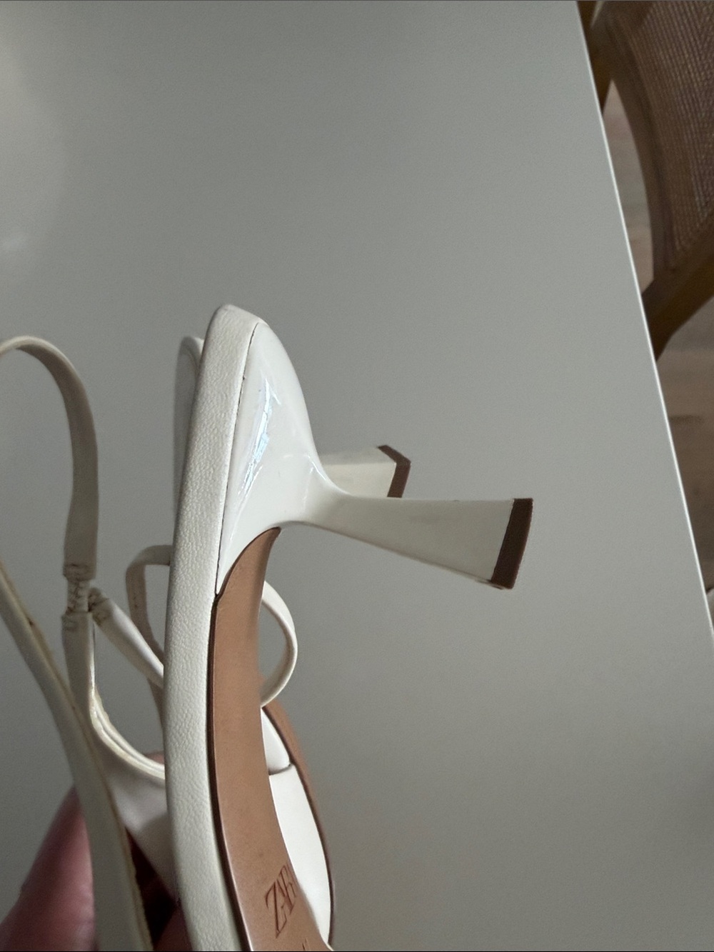 ZARA Ivory Pointed Slingback Pumps with Square Buckle - Picture 4 of 11